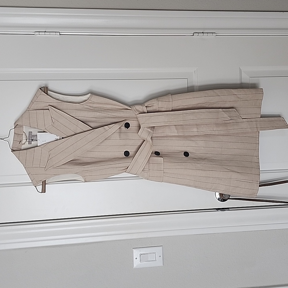 H&M Blazer Dress, Cream, Black Striped, XS, NWT